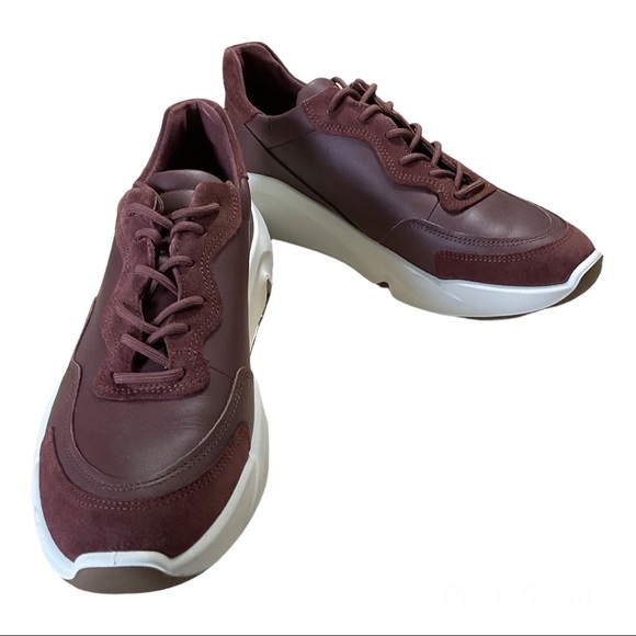 Ecco Chunky Leather and Suede Wine colour Sneaker EU 41 US 10 - Picture 7 of 13